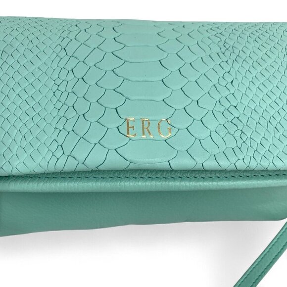 GiGi New York Stella Fold-Over Clutch Convertible Crossbody Green Leather - Picture 7 of 11
